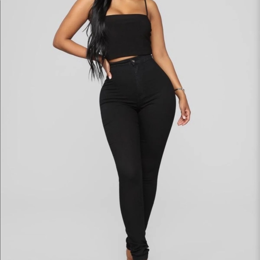 Super High Waist Denim Skinnies Black